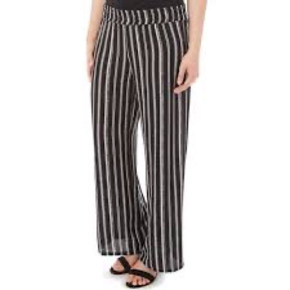 Apt. 9 Pants - APT. 9 Black White Stripe Pull On Dress Pants Wide Leg Plus Size Women’s Pants